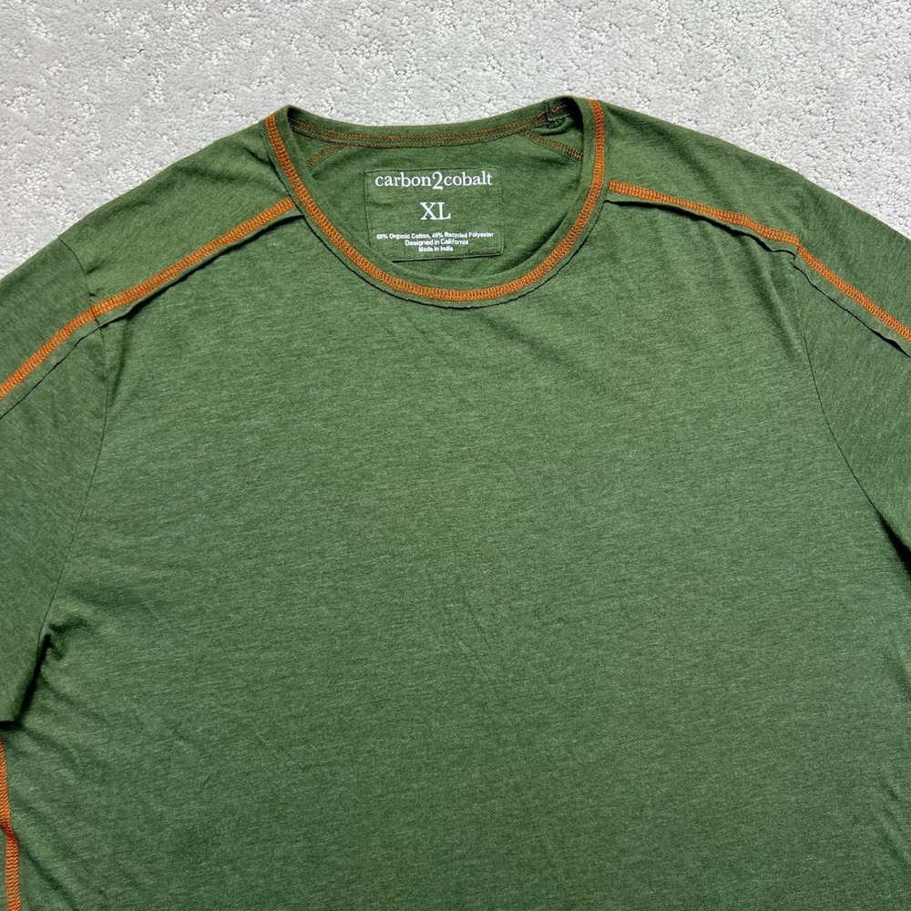 Carbon2Cobalt T-Shirt Mens XL Green Contrast Stitch Organic Cotton Blend - Picture 2 of 12